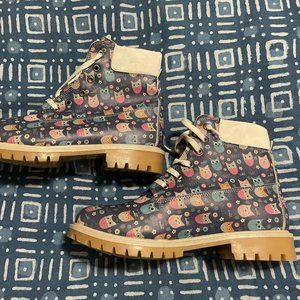Streetfly Vegan Leather Navy Blue Owl Boot